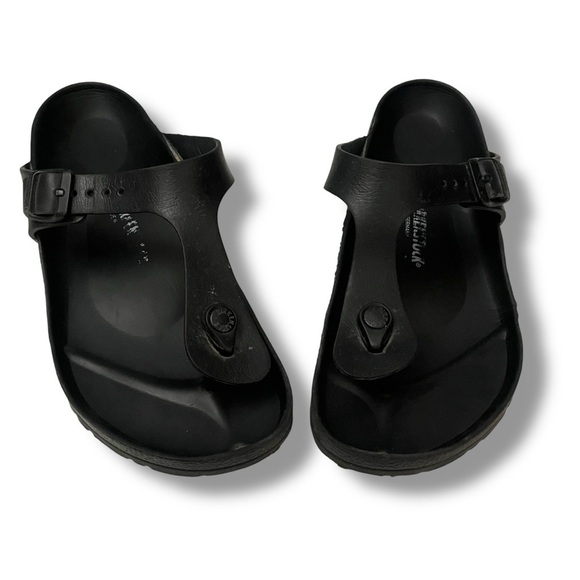 Birkenstock Gizeh EVA Sandals Shoes Mens Size 41 Black Adjustable Buckle Comfort - Picture 2 of 7